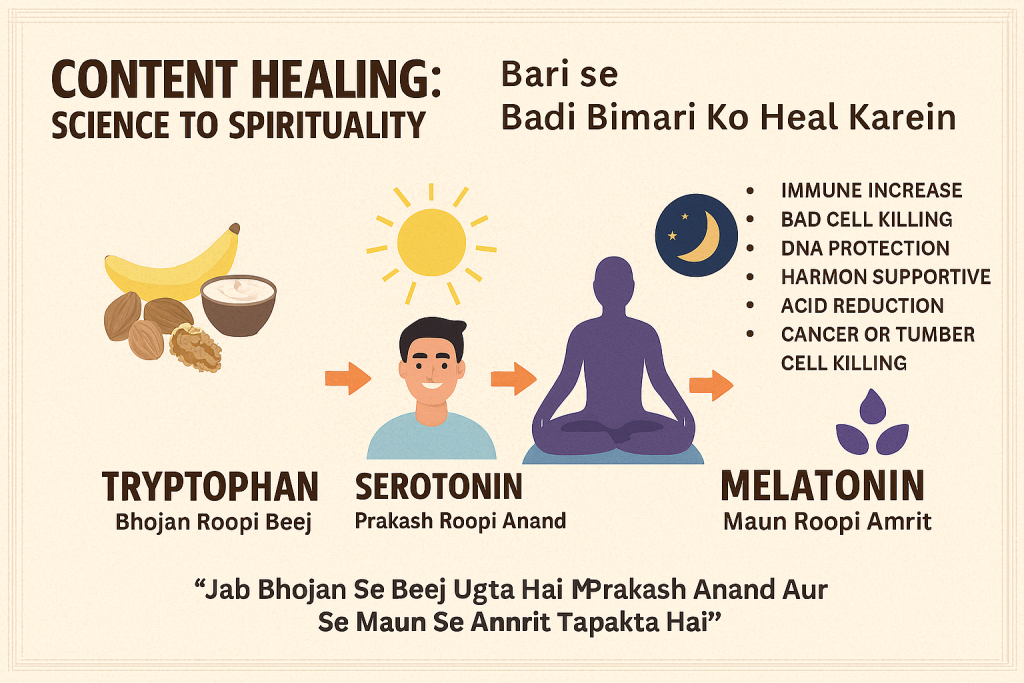 🧘♂️ शरीर सुधार की त्रिवेणी: ट्राइप्टोफैन, सेरोटोनिन, मेलाटोनिन healing